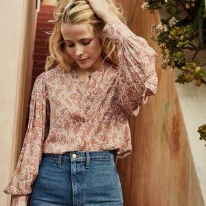 NWT Doen Silk Scarlet Golden Hour Paisley Top